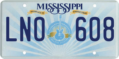 MS license plate LNO608