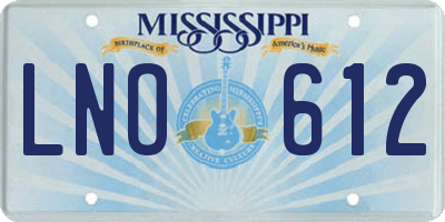 MS license plate LNO612