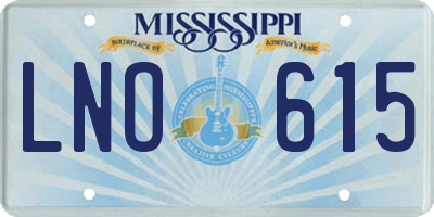 MS license plate LNO615