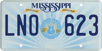 MS license plate LNO623
