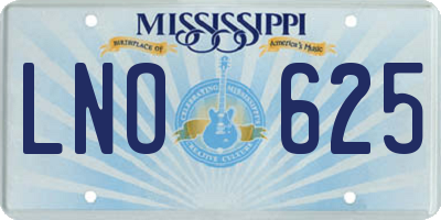 MS license plate LNO625