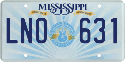 MS license plate LNO631