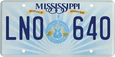 MS license plate LNO640