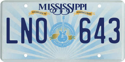 MS license plate LNO643