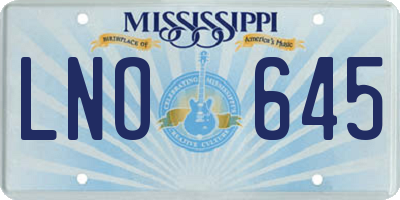 MS license plate LNO645