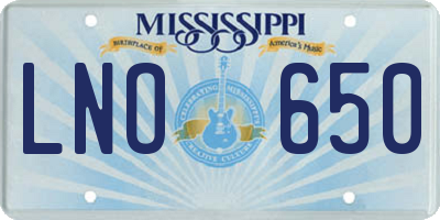 MS license plate LNO650