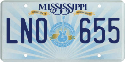 MS license plate LNO655
