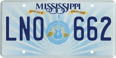 MS license plate LNO662