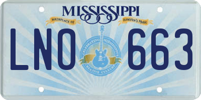 MS license plate LNO663