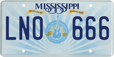 MS license plate LNO666