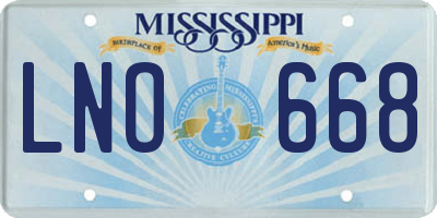 MS license plate LNO668