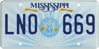 MS license plate LNO669