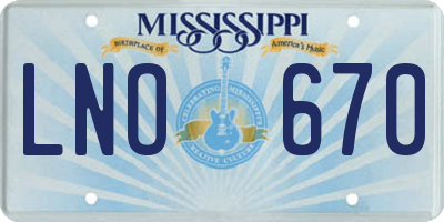 MS license plate LNO670