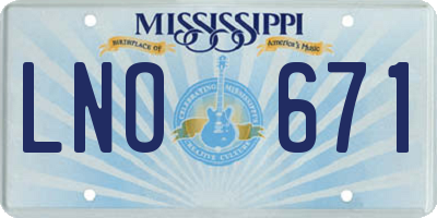 MS license plate LNO671
