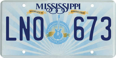 MS license plate LNO673