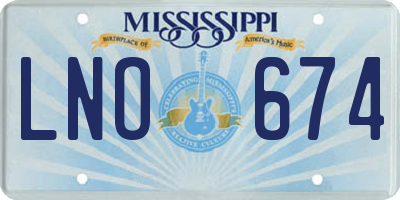 MS license plate LNO674