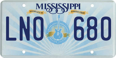 MS license plate LNO680