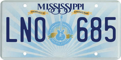 MS license plate LNO685