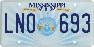 MS license plate LNO693