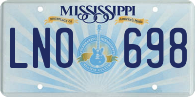 MS license plate LNO698