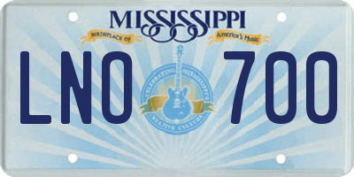 MS license plate LNO700