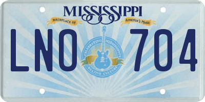MS license plate LNO704