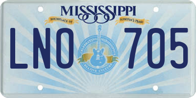 MS license plate LNO705