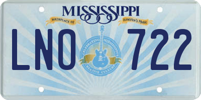 MS license plate LNO722