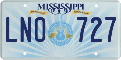MS license plate LNO727