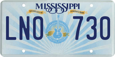 MS license plate LNO730