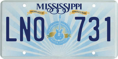 MS license plate LNO731