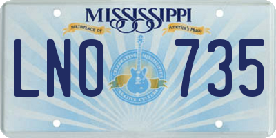 MS license plate LNO735
