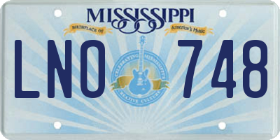 MS license plate LNO748