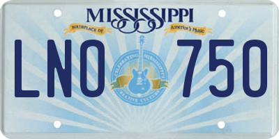 MS license plate LNO750