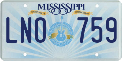 MS license plate LNO759