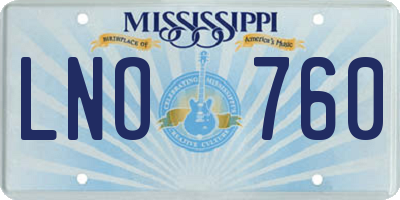 MS license plate LNO760