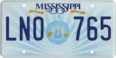 MS license plate LNO765