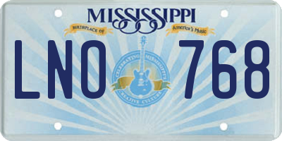 MS license plate LNO768