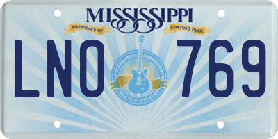 MS license plate LNO769