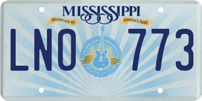 MS license plate LNO773