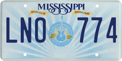 MS license plate LNO774