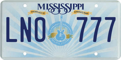 MS license plate LNO777