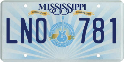 MS license plate LNO781
