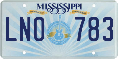 MS license plate LNO783