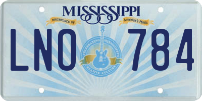 MS license plate LNO784