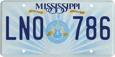 MS license plate LNO786