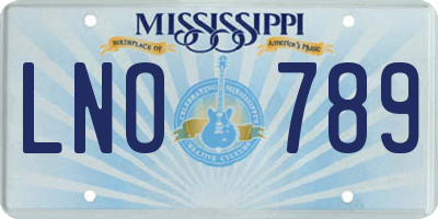 MS license plate LNO789
