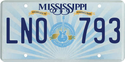 MS license plate LNO793