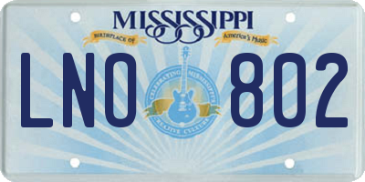 MS license plate LNO802