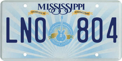 MS license plate LNO804